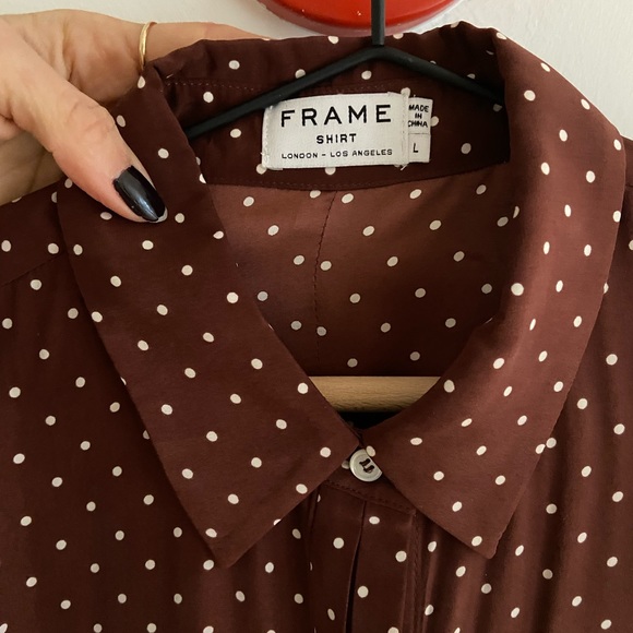 FRAME Silk blouse with placket hidden buttons, back placket down the back S-L - Picture 7 of 11